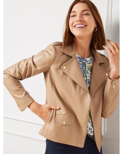 Talbots Faux Leather Moto Jacket - Brown