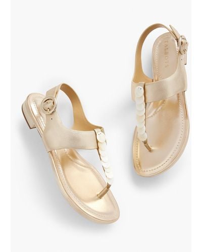 Talbots Keri Shells Leather Flat Sandals - Natural