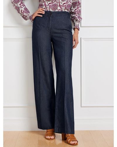 Talbots Tailored Indigo Wide Leg Pants - Blue