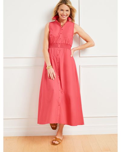 Talbots Modern Poplin Smocked Dress - Pink