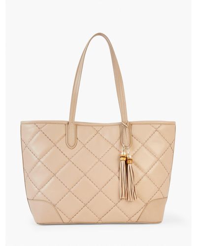 Talbots Quilted Leather Tote - Natural