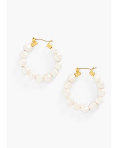 Talbots Fresh Pearl Hoop Earrings - White