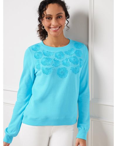 Talbots Embroidered Crewneck Sweatshirt - Blue