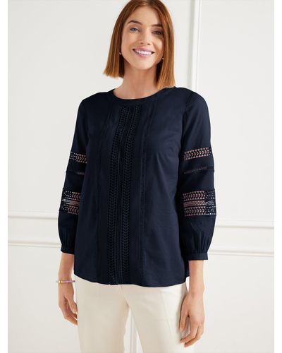 Talbots Embroidered Trim Top - Blue