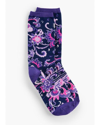 Talbots Swirl Floral Trouser Socks - Blue