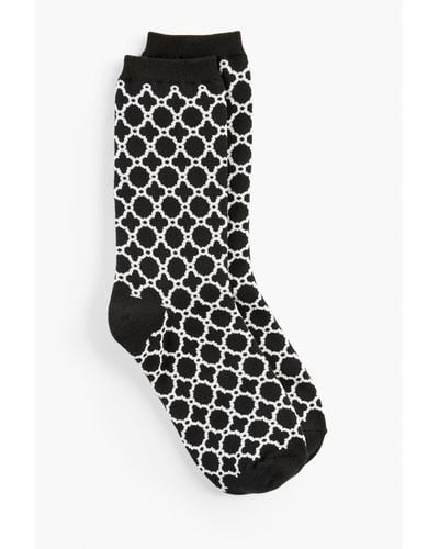 Talbots Lattice Jacquard Trouser Socks - Black