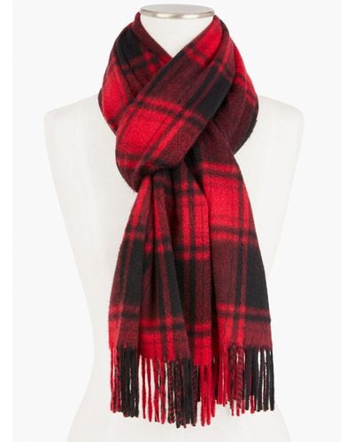 Talbots Fireside Plaid Cashmere Wrap - Red