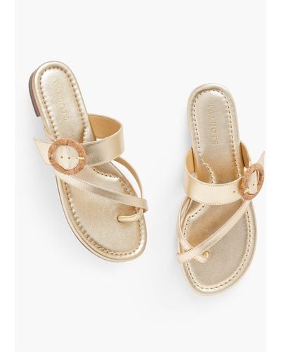 Talbots Gia Buckle Leather Sandals - Natural