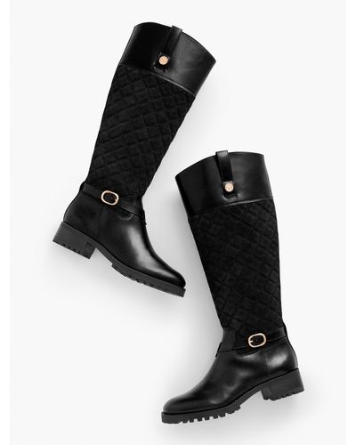 Talbots Tish Quilted Leather Riding Boots - Black