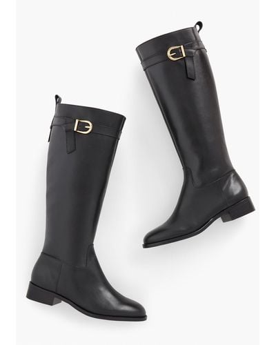 Talbots Tish Tie Leather Riding Boots - Black