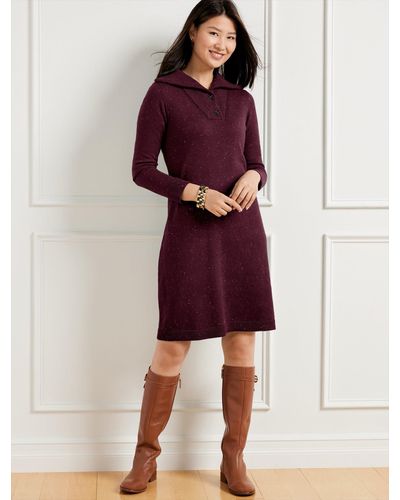Talbots Supersoft Johnny Collar Sweater Dress - Red