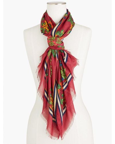 Talbots Fruits & Leaves Oblong Scarf - Red