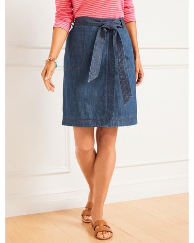 Talbots Wrap Denim A-line Skirt - Blue