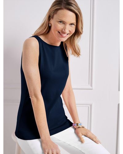 Talbots Pima Bateau-neck Tank Top - Blue