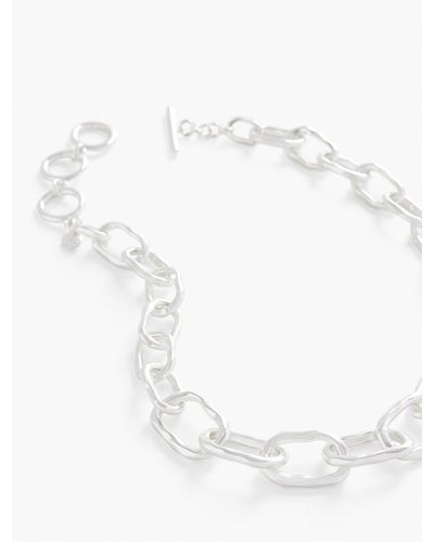 Talbots Hammered Links Necklace - White