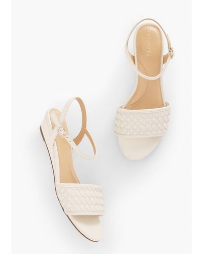 Talbots Capri Woven Leather Wedge Sandals - White