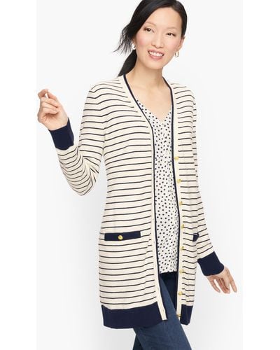 Talbots Supersoft Tipped Cardigan Jumper - White
