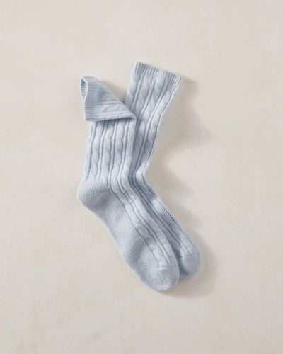 Talbots Cashmere Blend Cable Knit Socks - Blue