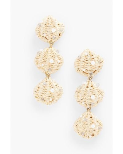 Talbots Raffia Seashell Drop Earrings - White