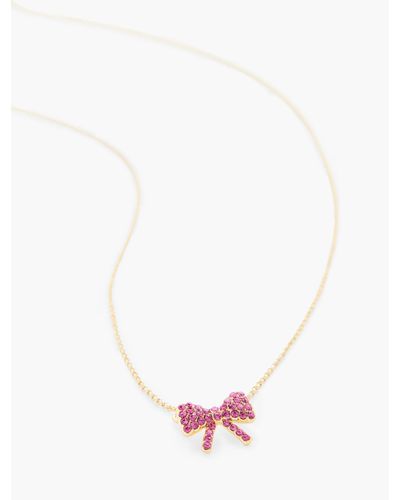Talbots Mignonne Gavigan For Pink Bow Necklace - White