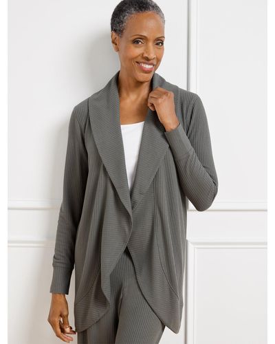 Talbots Waffle Knit Cocoon Sweater - Gray
