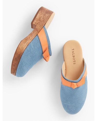 Talbots Winni Denim Clog Mules - Blue