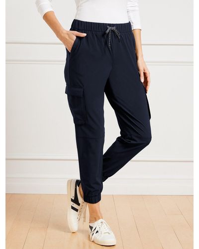 Talbots Lightweight Woven Stretch Cargo Trousers - Blue