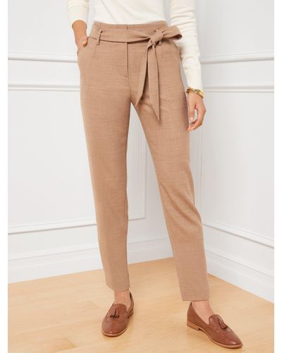 Talbots Tie Waist Slim Ankle Trousers - Natural