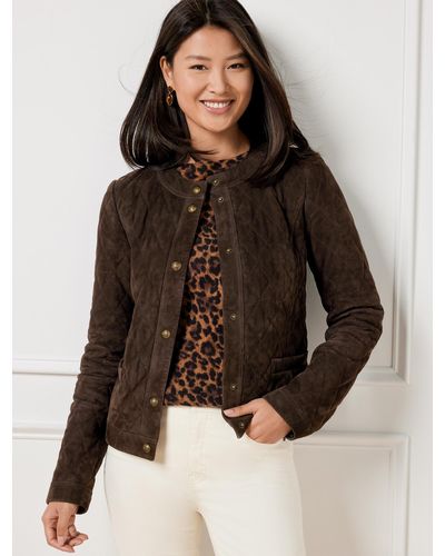 Talbots Quilted Suede Jacket - Brown