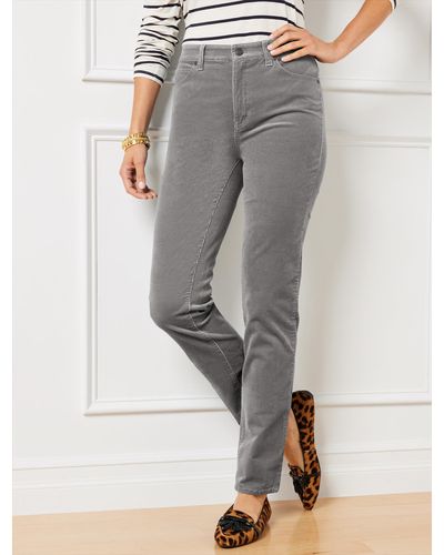 Talbots Stretch Corduroy Straight Leg Trousers - Grey