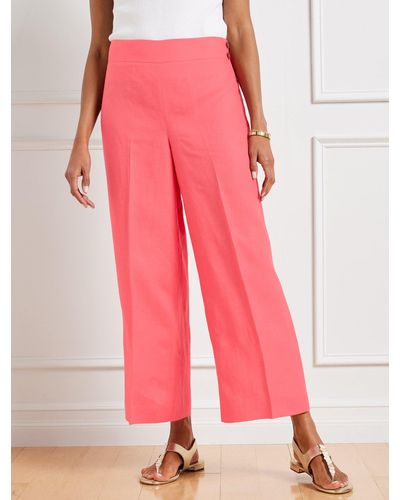 Talbots Classic Linen Wide Crop Trousers - Pink