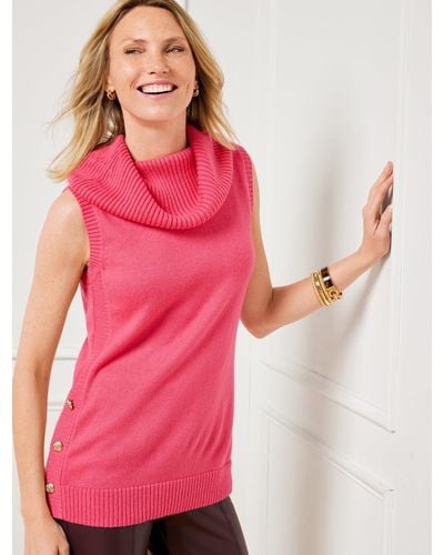 Talbots Button Trim Jumper Vest - Pink