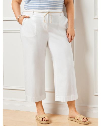 Talbots Belted Wide Crop Pants - White