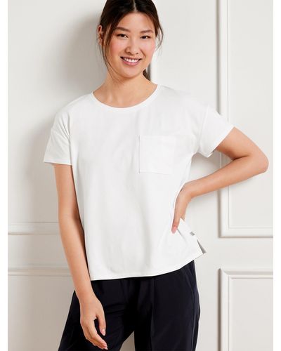 Talbots Buttery Soft Easy Knit Patch Pocket T-shirt - White