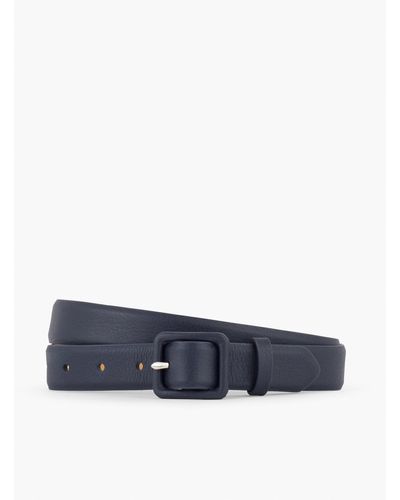 Talbots Soft Pebble Leather Covered Buckle Belt - Blue