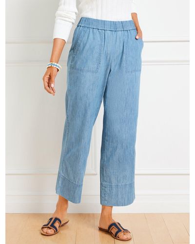 Talbots Pull-on Wide Leg Crops Trousers - Blue