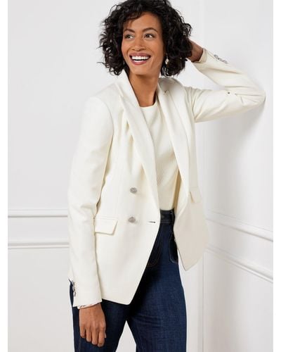 Talbots Tailored Stretch Double Breasted Blazer - White