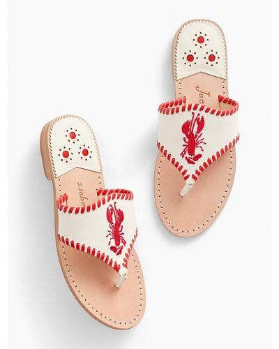 Jack Rogers Lobster Embroidered Sandals - Pink