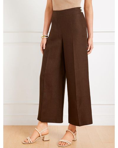 Talbots Classic Linen Wide Crop Trousers - Brown