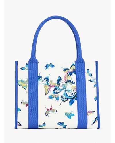 Talbots Exquisite Butterfly Canvas Tote - Blue