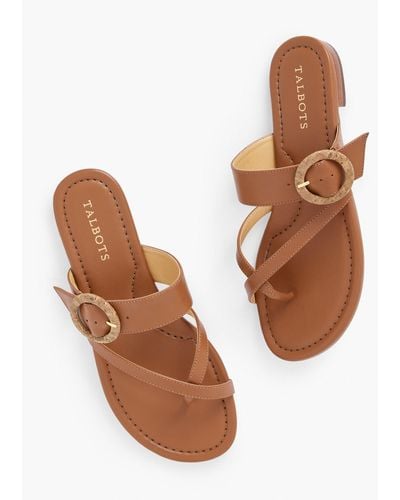 Talbots Gia Buckle Soft Nappa Leather Sandals - Brown