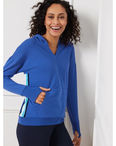 Talbots Featherweight Terry Hooded Pullover Sweater - Blue