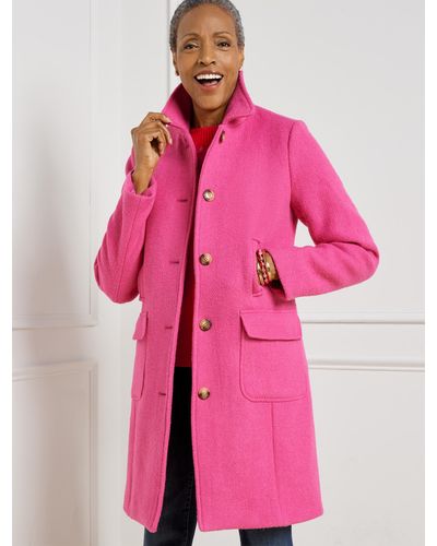 Talbots Bouclé Wool Coat - Pink