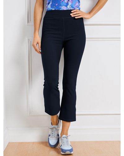 Talbots Soft Stretch Ribbed Flare Crop Trousers - Blue