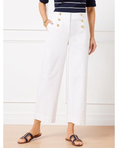 Talbots Cotton Slub Sailor Crop Trousers - White