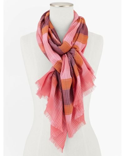 Talbots Autumn Plaid Oblong Scarf - Red