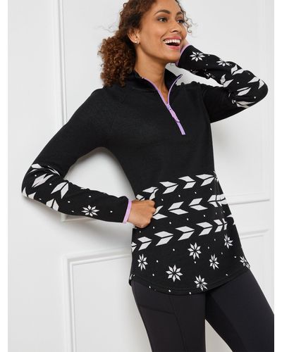 Talbots Raglan Half Zip Pullover Sweater - Black
