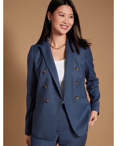 Talbots Luxe Italian Stretch Flannel Blazer - Blue