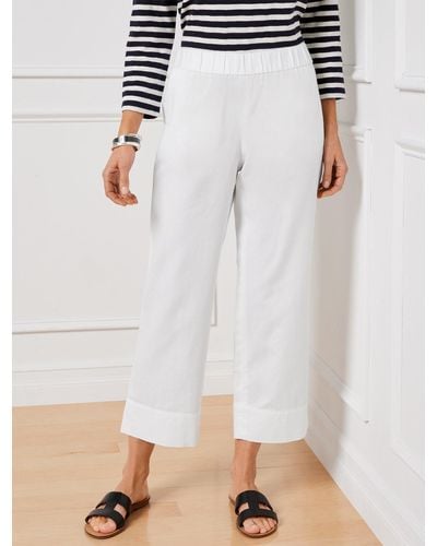 Talbots Pull-on Wide Crops Trousers - White