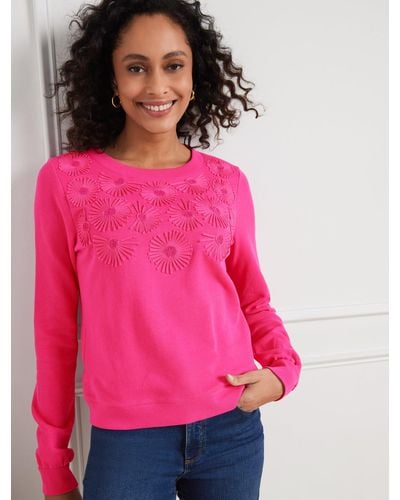 Talbots Embroidered Crewneck Sweatshirt - Pink